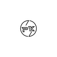 pk djärv linje begrepp i cirkel första logotyp design i svart isolerat vektor