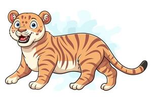 Karikatur glücklich liger isoliert auf Weiß Hintergrund vektor