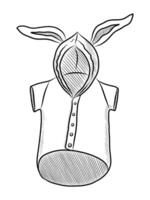 svart och vit vektor teckning av sällskapsdjur t-tröjor med kanin öron