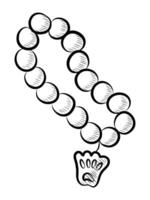 schwarz und Weiß Vektor Zeichnung von ein Halskette mit Perlen zum ein Katze