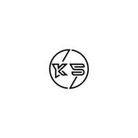 ks djärv linje begrepp i cirkel första logotyp design i svart isolerat vektor