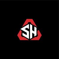 sh första logotyp esport team begrepp idéer vektor