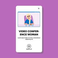 uppkopplad video konferens kvinna vektor