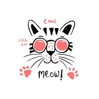 söt hand dragen vektor illustration av en katt med glasögon