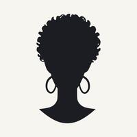 schwarz Silhouette von ein Frau Kopf mit lockig Haar. Vektor Illustration