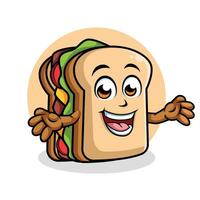 Sandwich Karikatur Charakter überraschend Pose glücklich Maskottchen Vektor Illustration Clip Art