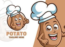 söt potatis tecknad serie karaktär maskot logotyp ger tumme upp vektor illustration