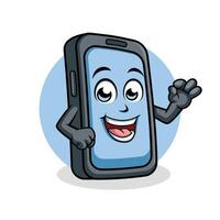 smart telefon tecknad serie karaktär som visar ok tecken Lycklig maskot vektor illustration ClipArt