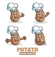 Kartoffel Karikatur Maskottchen Charakter Vektor Illustration einstellen im anders Posen, Daumen hoch, OK, Überraschung