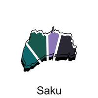 geometrisk stil Färg Karta stad av saku, lämplig för din företag vektor