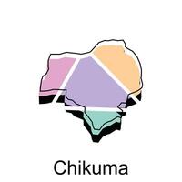 bunt Karte Stadt von Chikuma, Japan Karte Land geometrisch einfach Design Vorlage vektor