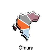 färgrik Karta stad av omura, japan Karta Land geometrisk enkel design mall vektor