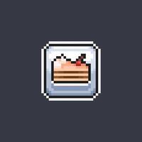 Stück von Kuchen Zeichen im Pixel Kunst Stil vektor