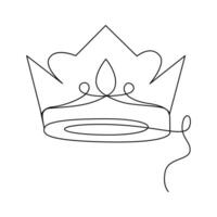 en linje kontinuerlig krona teckning och översikt de krona symbol konst av kung och majestät vektor illustration