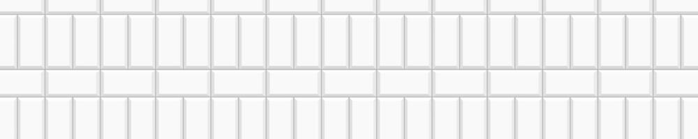 Weiß Kreuzfang oder Korb weben Fliese horizontal Hintergrund. Stein oder Keramik Backstein Metro Mauer nahtlos Muster. Küche Backsplash oder Badezimmer Fußboden Textur vektor