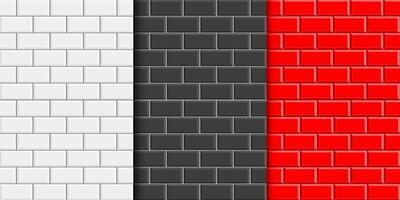 uppsättning av vit, svart och röd tunnelbana vägg texturer. keramisk bricka eller sten tegel bakgrund. kök Stänkskydd eller badrum golv textur. interiör eller exteriör yta design vektor
