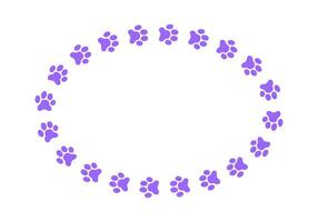 oval ram med sällskapsdjur Tass fotspår. söt mall för hund eller katt Foto, hälsning eller inbjudan kort, bild, baner vektor