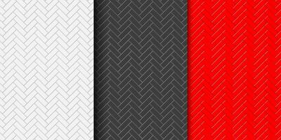 uppsättning av vit, svart och röd fiskbens bricka sömlös mönster. sten eller keramisk vägg bakgrund. kök Stänkskydd eller badrum vägg eller golv textur vektor