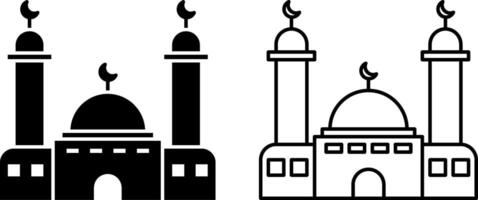 Moschee Symbol, Zeichen, oder Symbol im Glyphe und Linie Stil isoliert auf transparent Hintergrund. Vektor Illustration