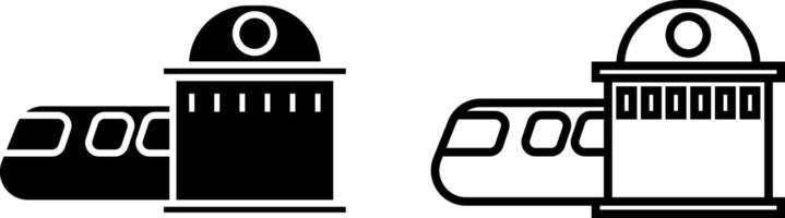 Zug Bahnhof Symbol, Zeichen, oder Symbol im Glyphe und Linie Stil isoliert auf transparent Hintergrund. Vektor Illustration