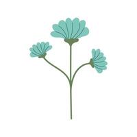 Hand gezeichnet Blau Blume isoliert auf Weiß Hintergrund. Gekritzel Blühen Pflanze eben einfach Komposition. dekorativ blühen Frühling Wildblume. botanisch Sommer- Element zum Dekoration von Karten oder Poster. vektor