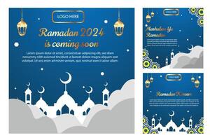 ramadan kareem bakgrund, hälsning baner ramadan islamic prydnad bakgrund design med lampa, lykta, färgrik social media baner, befordran vektor
