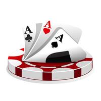 kasino ikon. vektor illustration poker kort och röd chip spel.