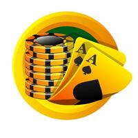 gyllene-svart ikon för de kasino. vektor illustration poker kort och stack av pommes frites spel.