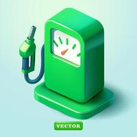 grön gas pump, 3d vektor. lämplig för grön energi, rena energi och miljö vektor