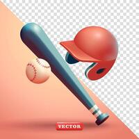 Baseball Schläger, Ball und Helm. 3d Vektor, geeignet zum Sport und Design Elemente vektor