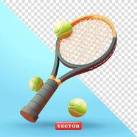 tennis racket och tennis boll. 3d vektor, lämplig för sporter och design element vektor