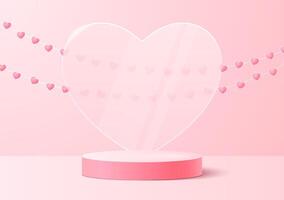 bakgrund för kvinnors högtider. transparent hjärta på en ljus rosa bakgrund med en krans av hjärtan. vektor illustration.