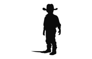 ein wenig Cowboy schwarz Silhouette Vektor isoliert auf ein Weiß Hintergrund