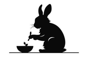 påsk kanin äter silhuett vektor