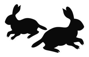 zwei Hase sind Laufen Silhouette Vektor isoliert auf ein Weiß Hintergrund