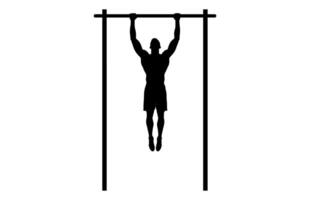 en gymnastik på hög bar svart silhuett vektor