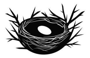 Vogel Nest Vektor schwarz Silhouette isoliert auf ein Weiß Hintergrund