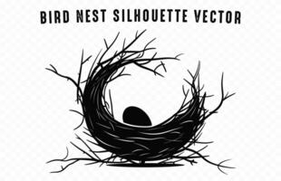 Vogel Nest Vektor schwarz Silhouette isoliert auf ein Weiß Hintergrund