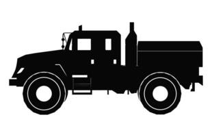 ein Militär- LKW Silhouette isoliert auf ein Weiß Hintergrund, Heer Macht Auto schwarz Vektor