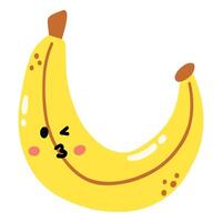 süß Hand gezeichnet Banane lächelnd. kawaii komisch Obst Charakter zum Kinder vektor