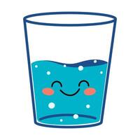 Hand gezeichnet Glas von Wasser im kawaii Stil. süß Vektor Element im Gekritzel Stil