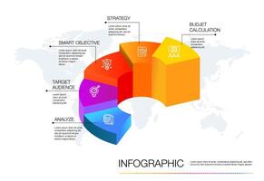 Infografik Vorlage Schritt zum Geschäft Richtung, Marketing Strategie, Diagramm vektor