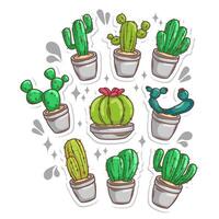 Kaktus Pflanze Sammlung Satz. Hand zeichnen Illustration Kunst vektor
