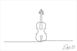 kontinuerlig linje vektor illustration av en fiol musikalisk instrument