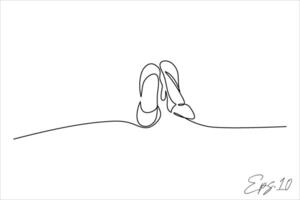 kontinuerlig linje teckning av kvinnors skor vektor