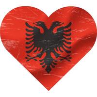 Albanien Flagge im Herz gestalten Grunge Jahrgang. Albanien Flagge Herz. Vektor Flagge, Symbol.