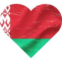 Vitryssland flagga i hjärta form grunge årgång. Vitryssland flagga hjärta. vektor flagga, symbol.