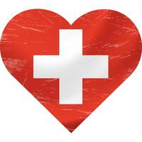 schweizerisch Flagge im Herz gestalten Grunge Jahrgang. Schweiz Flagge Herz. Vektor Flagge, Symbol.