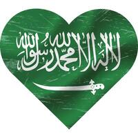 Saudi Arabien Flagge im Herz gestalten Grunge Jahrgang. Saudi Arabien Flagge Herz. Vektor Flagge, Symbol.