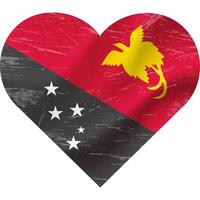 Papua Neu Guinea Flagge im Herz gestalten Grunge Jahrgang. Neu Guinea Flagge Herz. Vektor Flagge, Symbol.